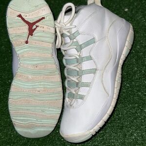 Jordan White and Green Sneakers